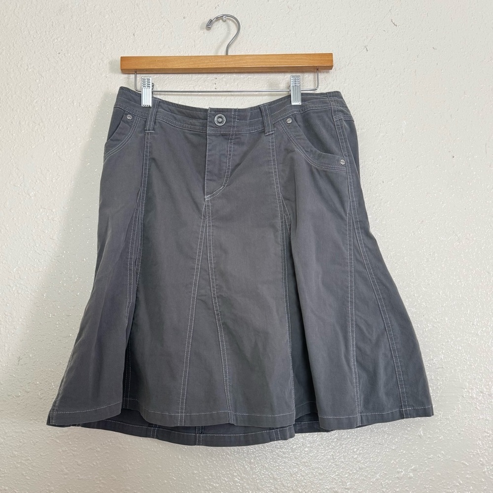 Kuhl Women's Size 8 Gray Splash A-Line Flare Hiking Skirt Pockets Quick Dry